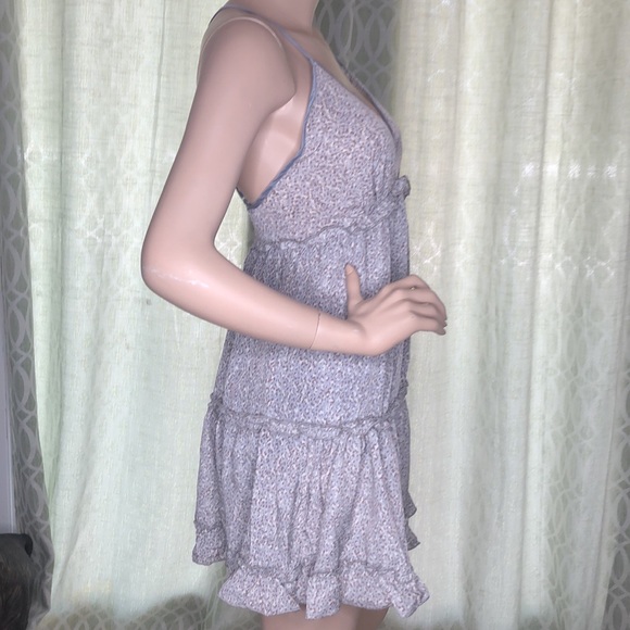 SLATE BLUE ANIMAL PRINT ADJUSTABLE CROSSED SPAGHETTI STRAP DRESS - Picture 9 of 10